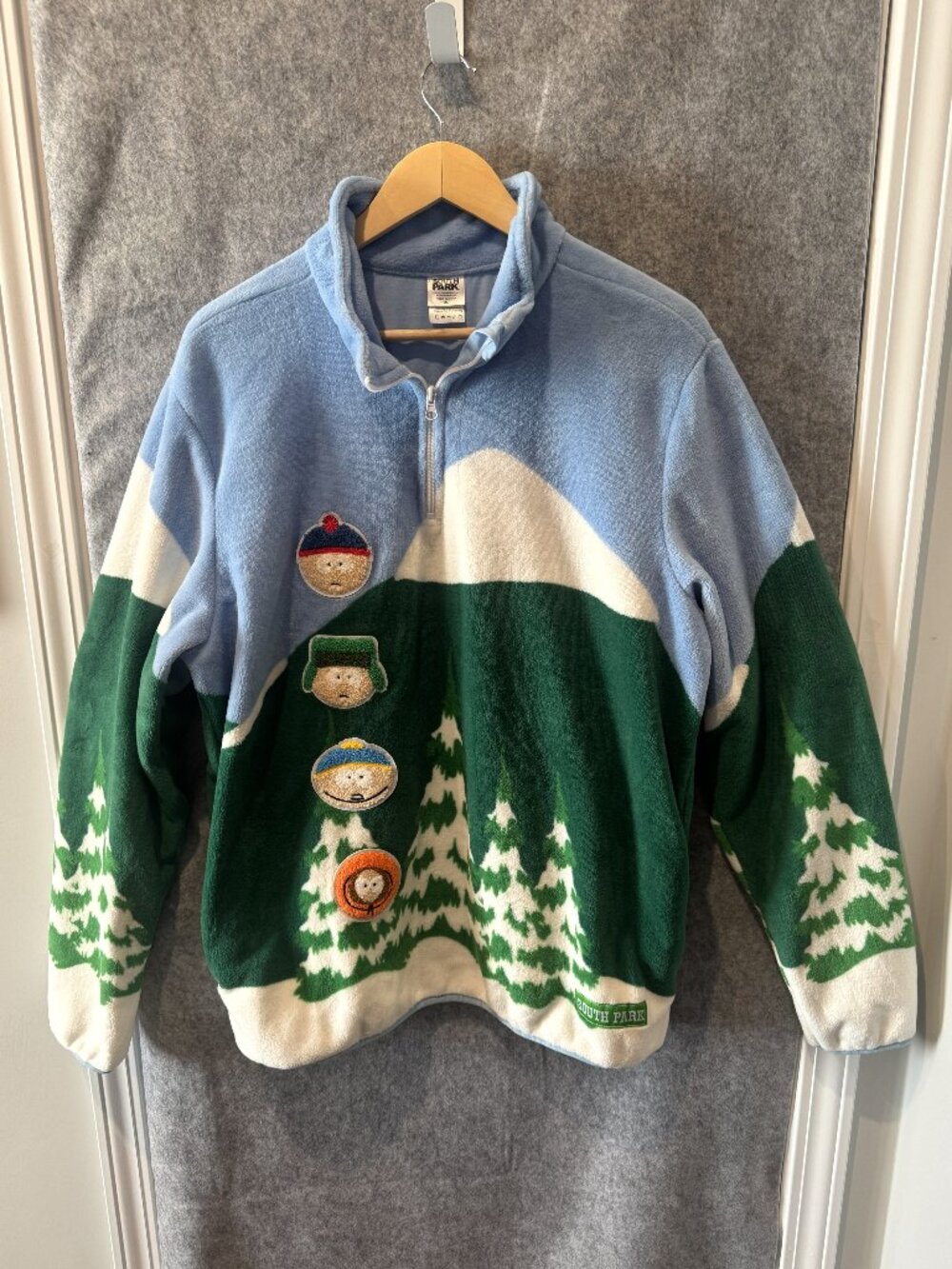 Vintage 1998 South Park Comedy Central Embroidered Fleece Quarter Zip Sweatshirt